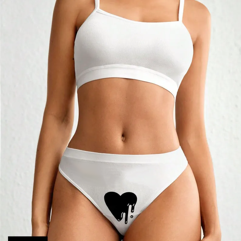 Custom Text SEXY bikini Thong Panties Heart Melted