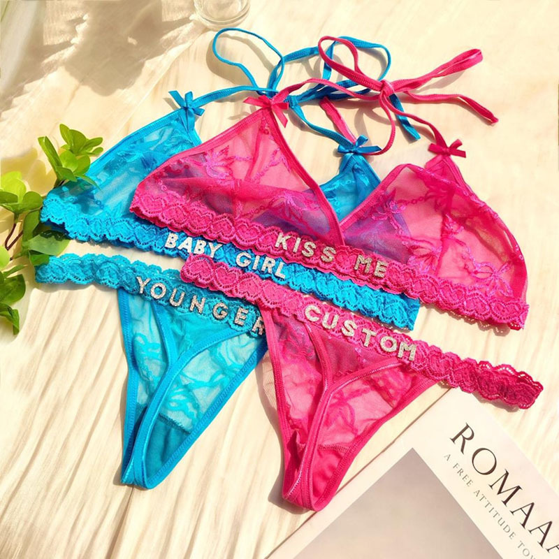 Custom Crystal Name Lingerie Sets