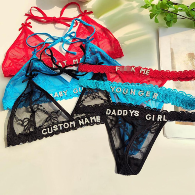 Custom Crystal Name Lingerie Sets