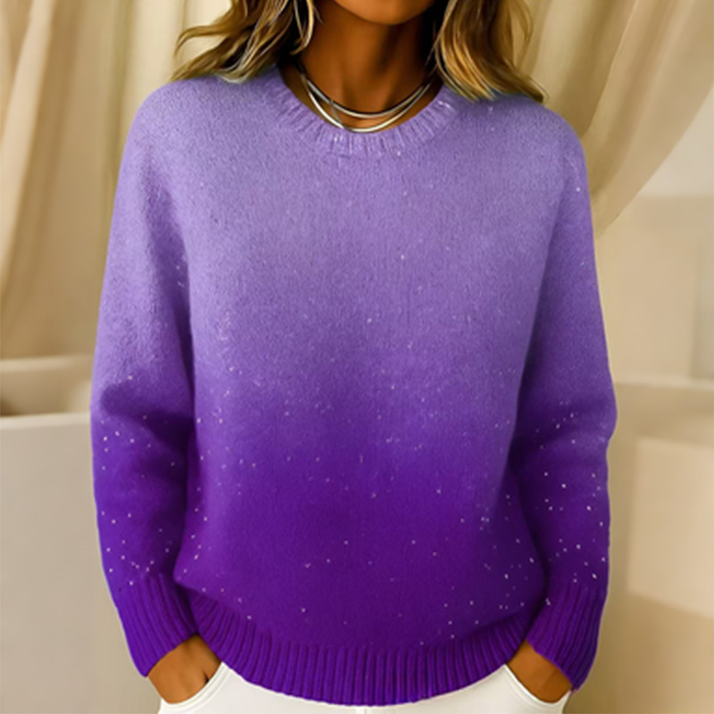 Gradient color flannel crew neck sweatshirt