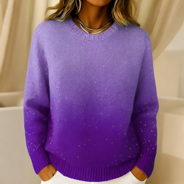 Gradient color flannel crew neck sweatshirt