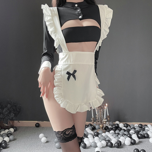 Personalized text pattern apron maid outfit