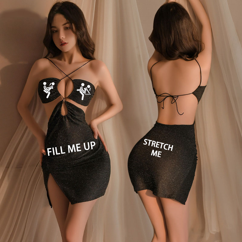 Personalized text pattern suspender nightdress