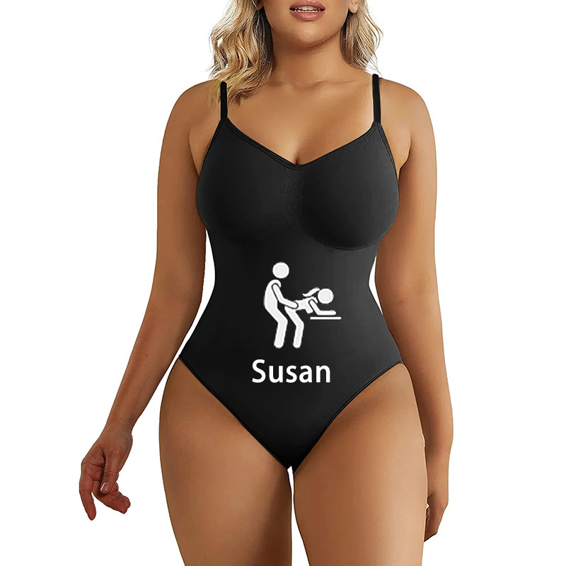 Customized text and photo suspender bodysuit
