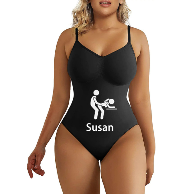 Customized text and photo suspender bodysuit