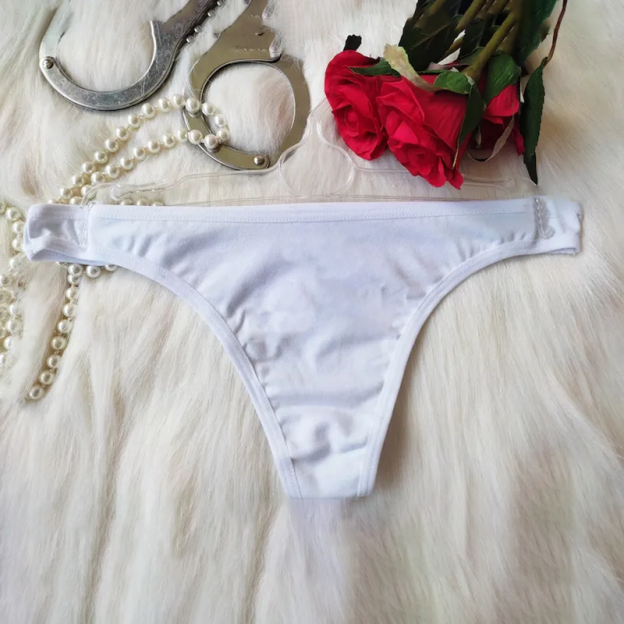 Customized thong with personalized text and pattern