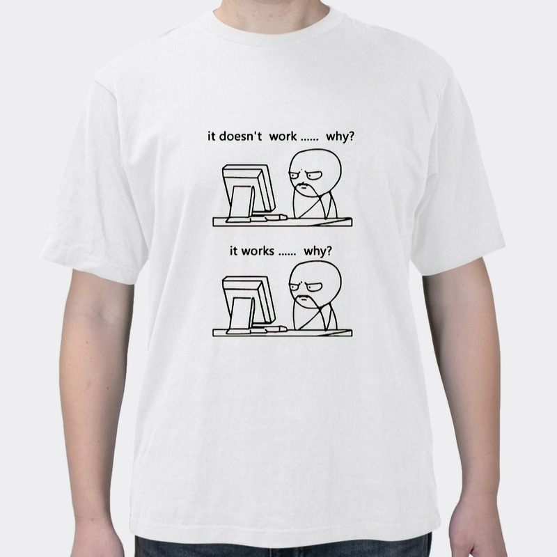 The Daily Troubled Of Cartoon Programmers Writing Codes Pure Cotton Short-sleeved T-shirts Men's And Women's Casual Half-sleeved Printing