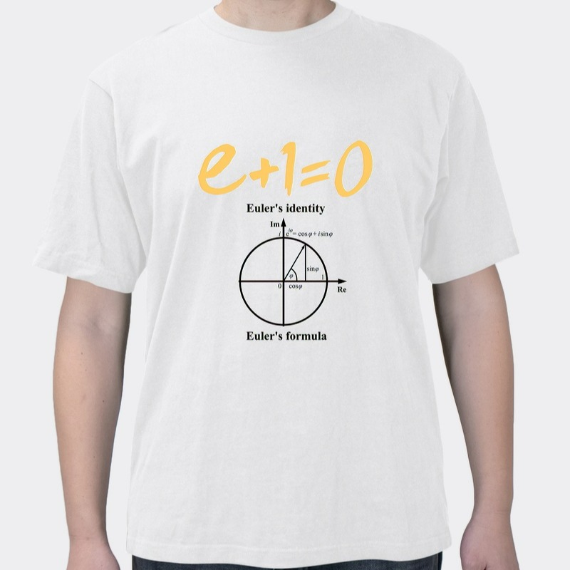 Euler's Mathematical Formula Short-sleeved T-shirt Men's Trendy Brand Loose Student's T-shirt Summer Pure Cotton Half-sleeve Plus Size Clothes