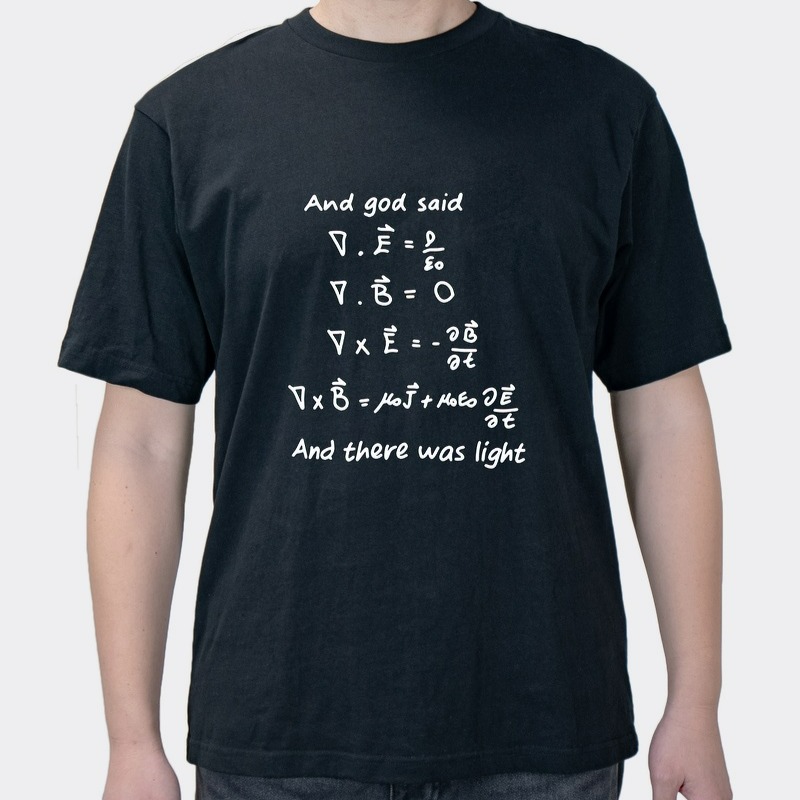 Maxwell Physics Formula Short-sleeved T-shirt Male College Mathematical Equations Xueba Cotton Half-sleeved