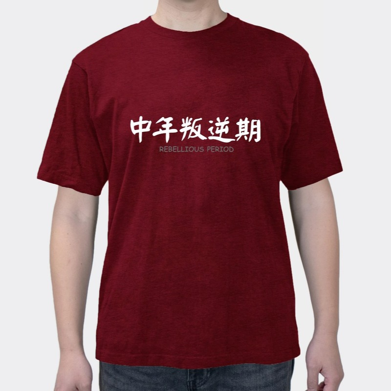 Middle-aged rebellious period fun text summer men's cotton short sleeves