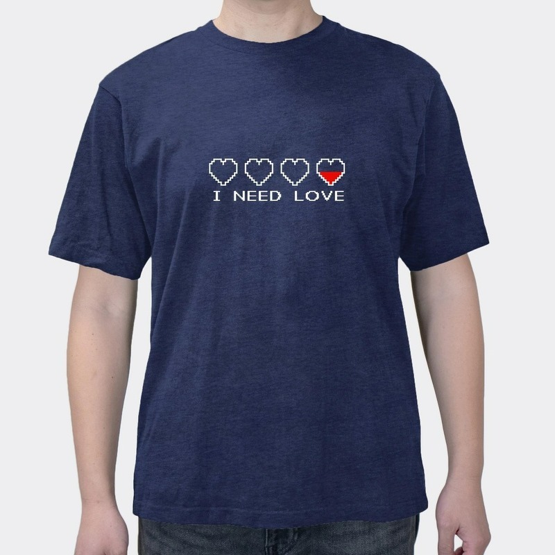 Summer New Simple Letter I NEED LOVE Cotton Men's Short Sleeve