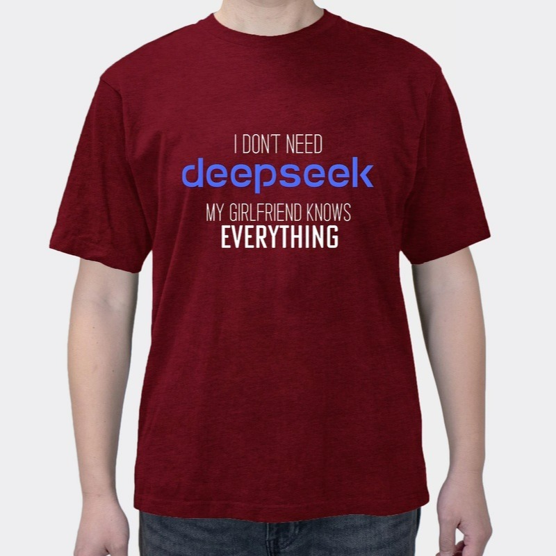 deepseek Spoof girlfriend fun text T-shirt heavy cotton short sleeves