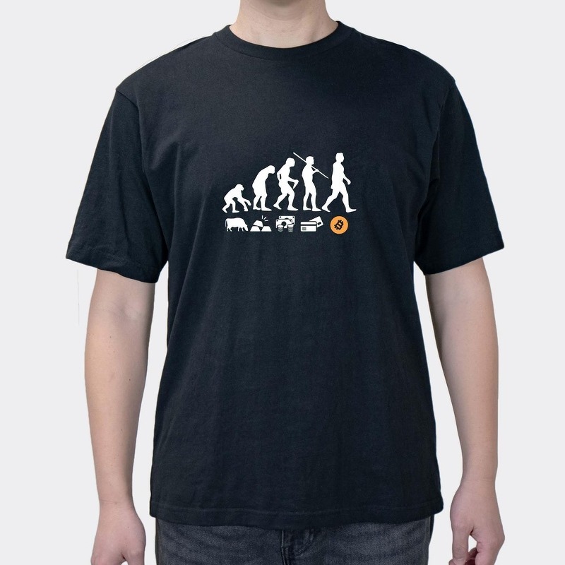Musk's Same T-shirt Human Currency Evolution BTC Bit Short Sleeve Ethereum Currency Circle Currency Block Chain Clothes
