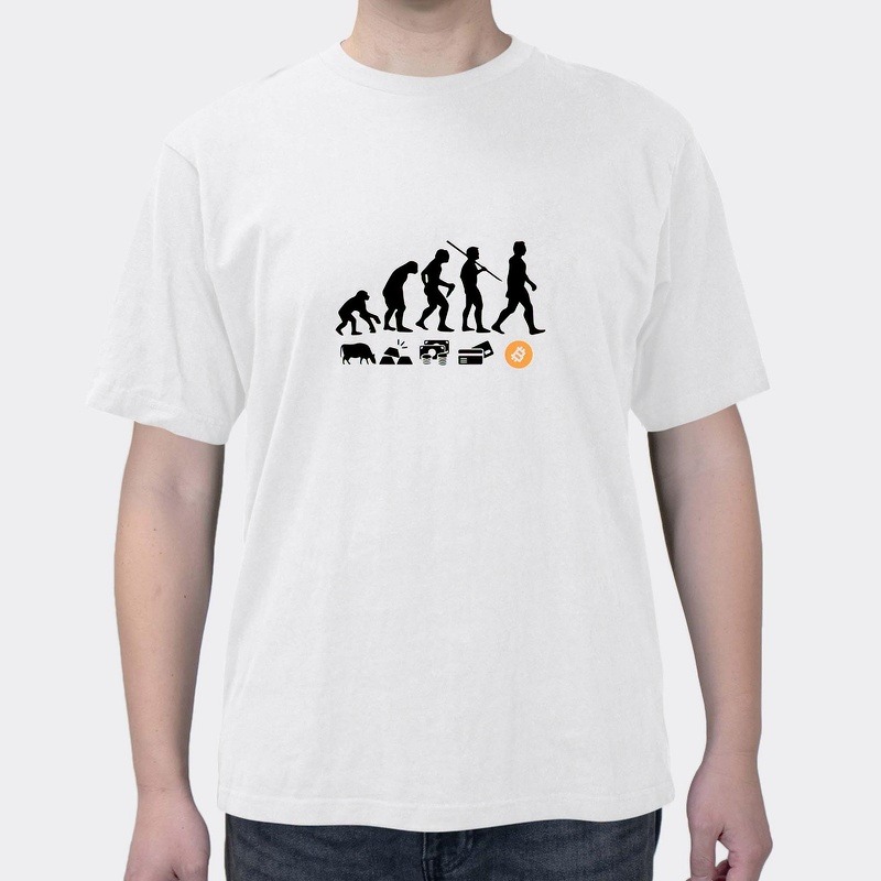 Musk's Same T-shirt Human Currency Evolution BTC Bit Short Sleeve Ethereum Currency Circle Currency Block Chain Clothes