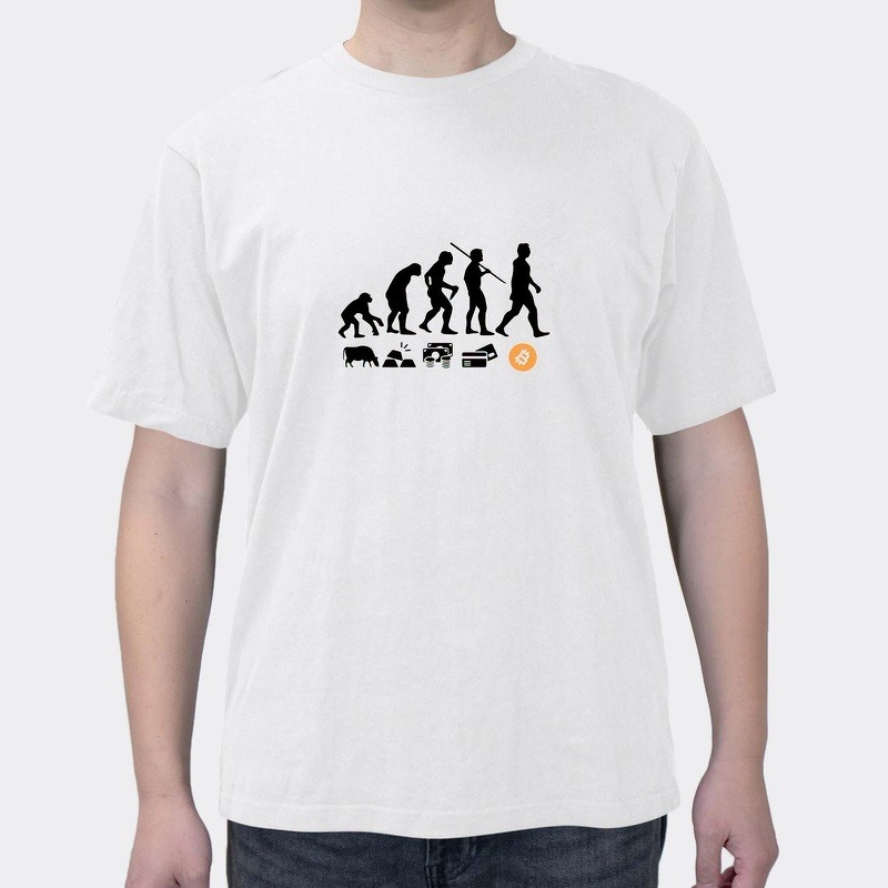 Musk's Same T-shirt Human Currency Evolution BTC Bit Short Sleeve Ethereum Currency Circle Currency Block Chain Clothes