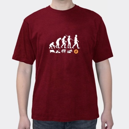 Musk's Same T-shirt Human Currency Evolution BTC Bit Short Sleeve Ethereum Currency Circle Currency Block Chain Clothes