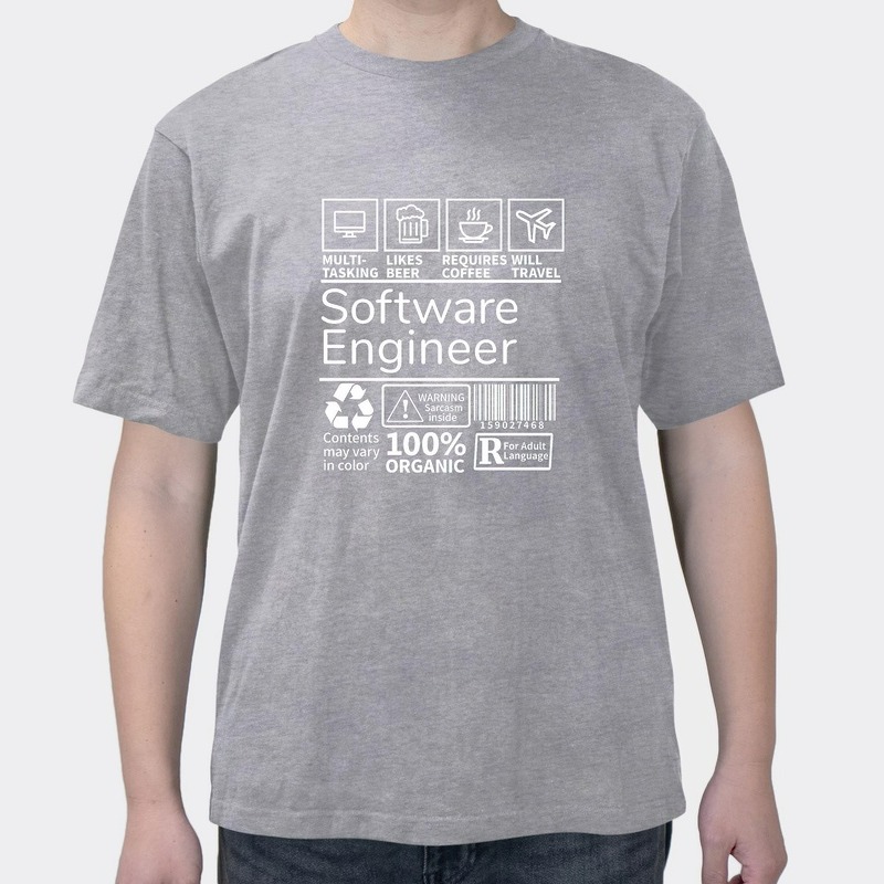 Summer Cotton Round Neck Programmer Geek Print Men's Short Sleeve