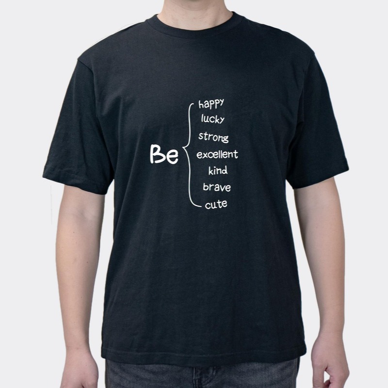 Want To Be Fun Text Short-sleeved T-shirt Loose All-match Pure Cotton Summer T-shirt Couple Dress