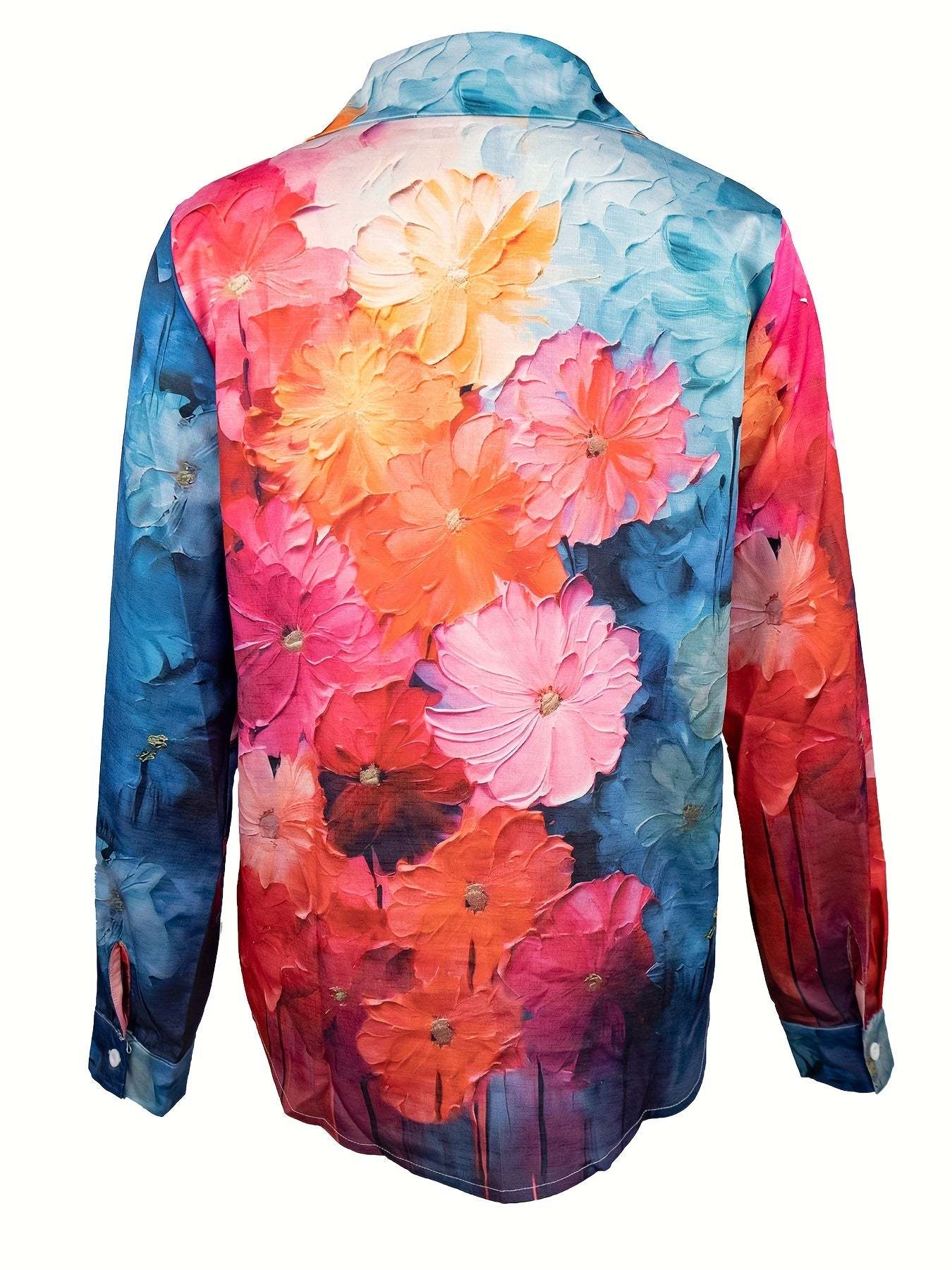 Contrasting elegant long-sleeved lapel floral print shirt Random shipment