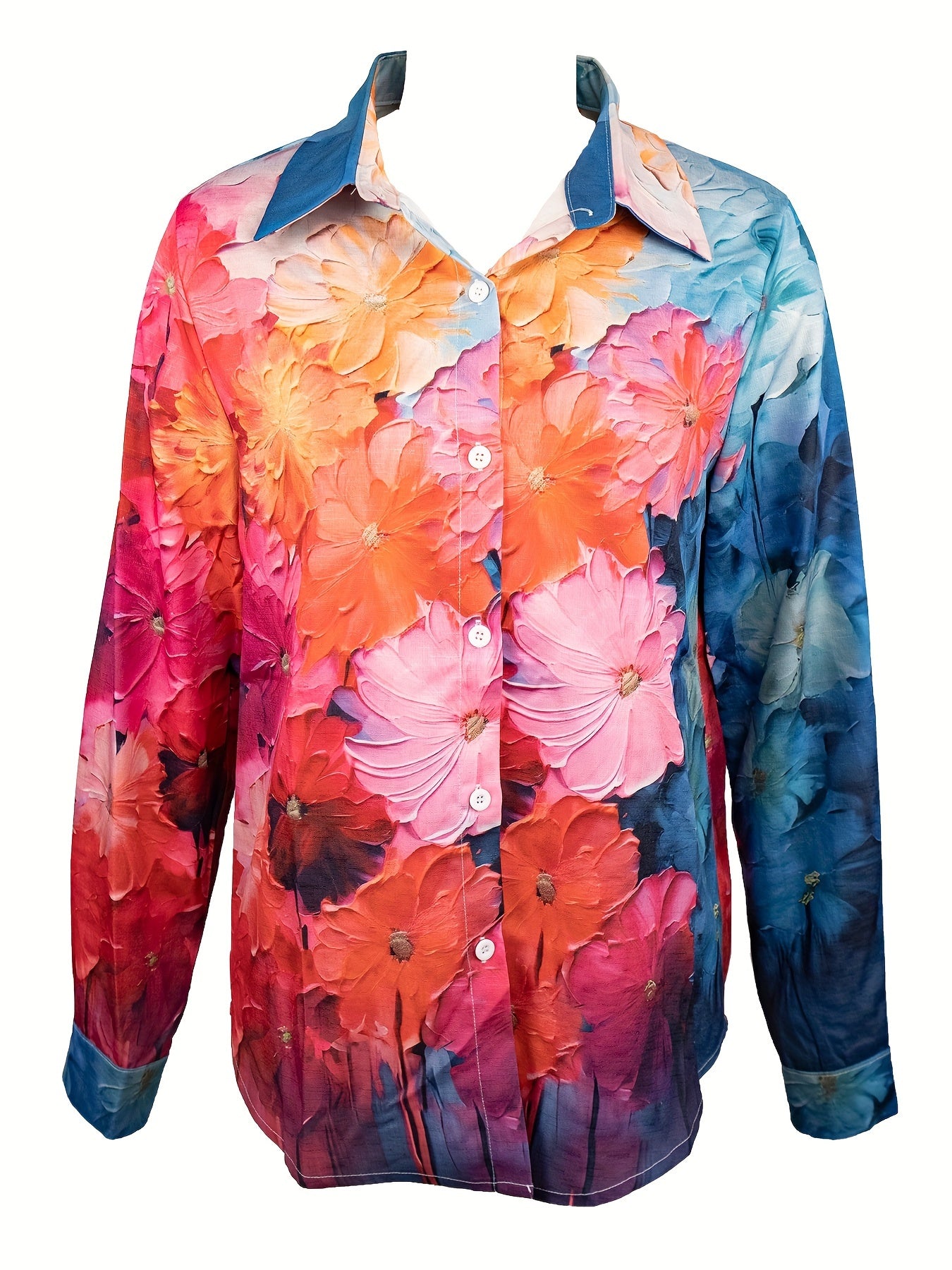 Contrasting elegant long-sleeved lapel floral print shirt Random shipment