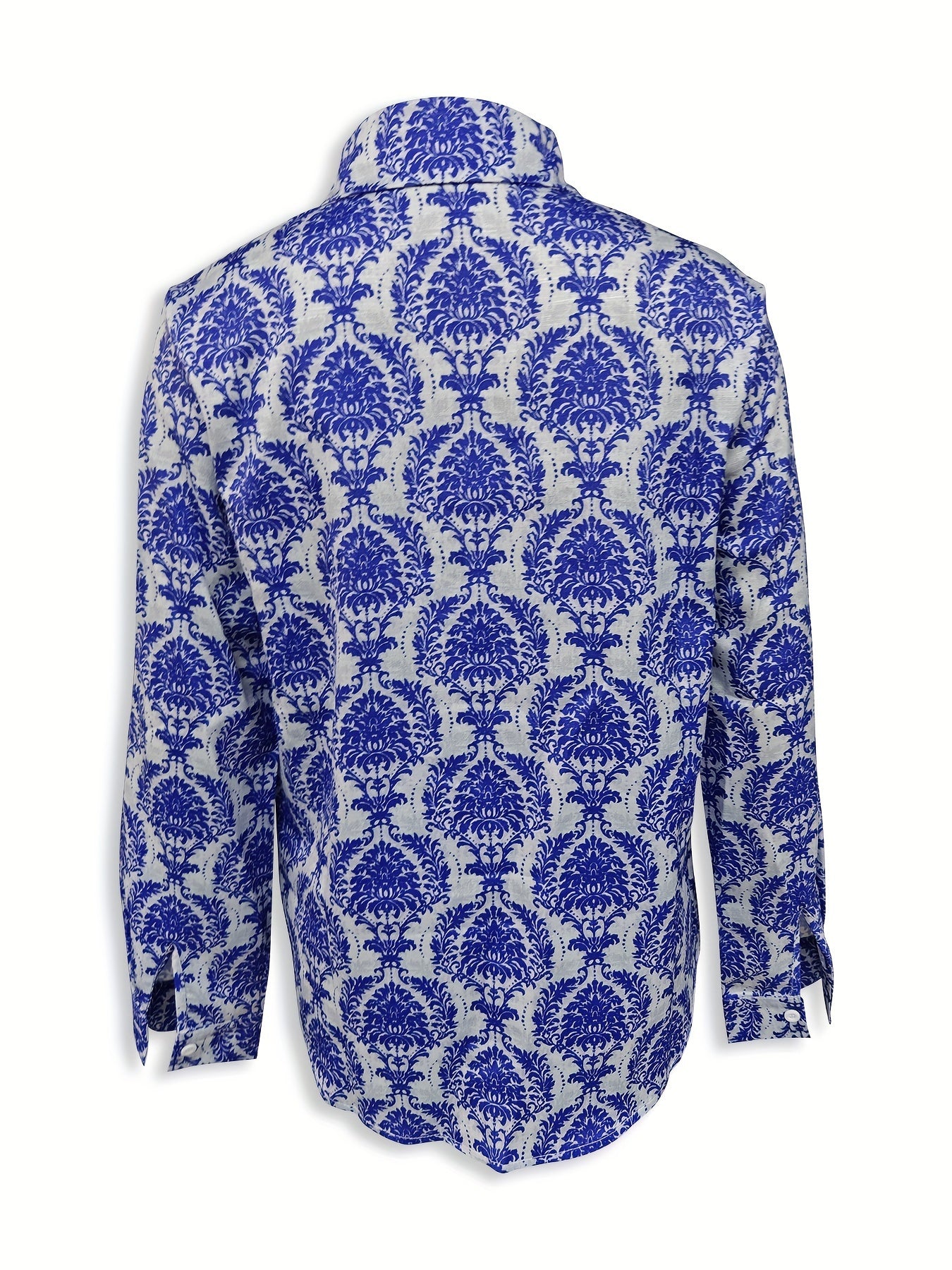 Vintage print lapels elegant long-sleeved buttoned blouse for women Random shipment