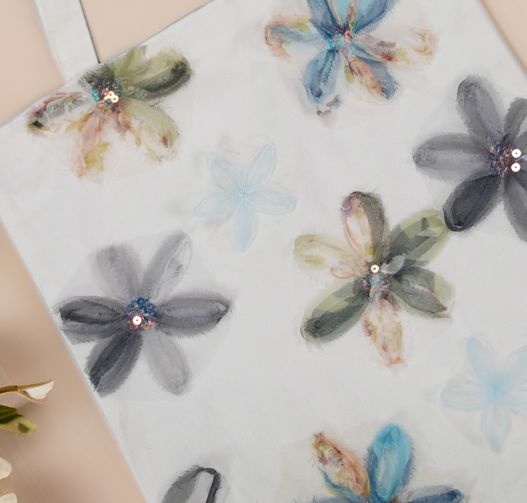 Niche Artistic Flower Canvas Bag Women's All-match Shoulder Handbag