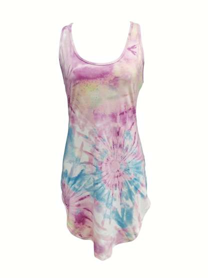 Crewneck tie-dye gradient backless mini dress Random shipment