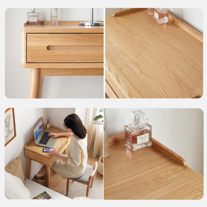 小淘家实木梳妆台北欧小户型化妆桌书桌一体现代简约橡木化妆台