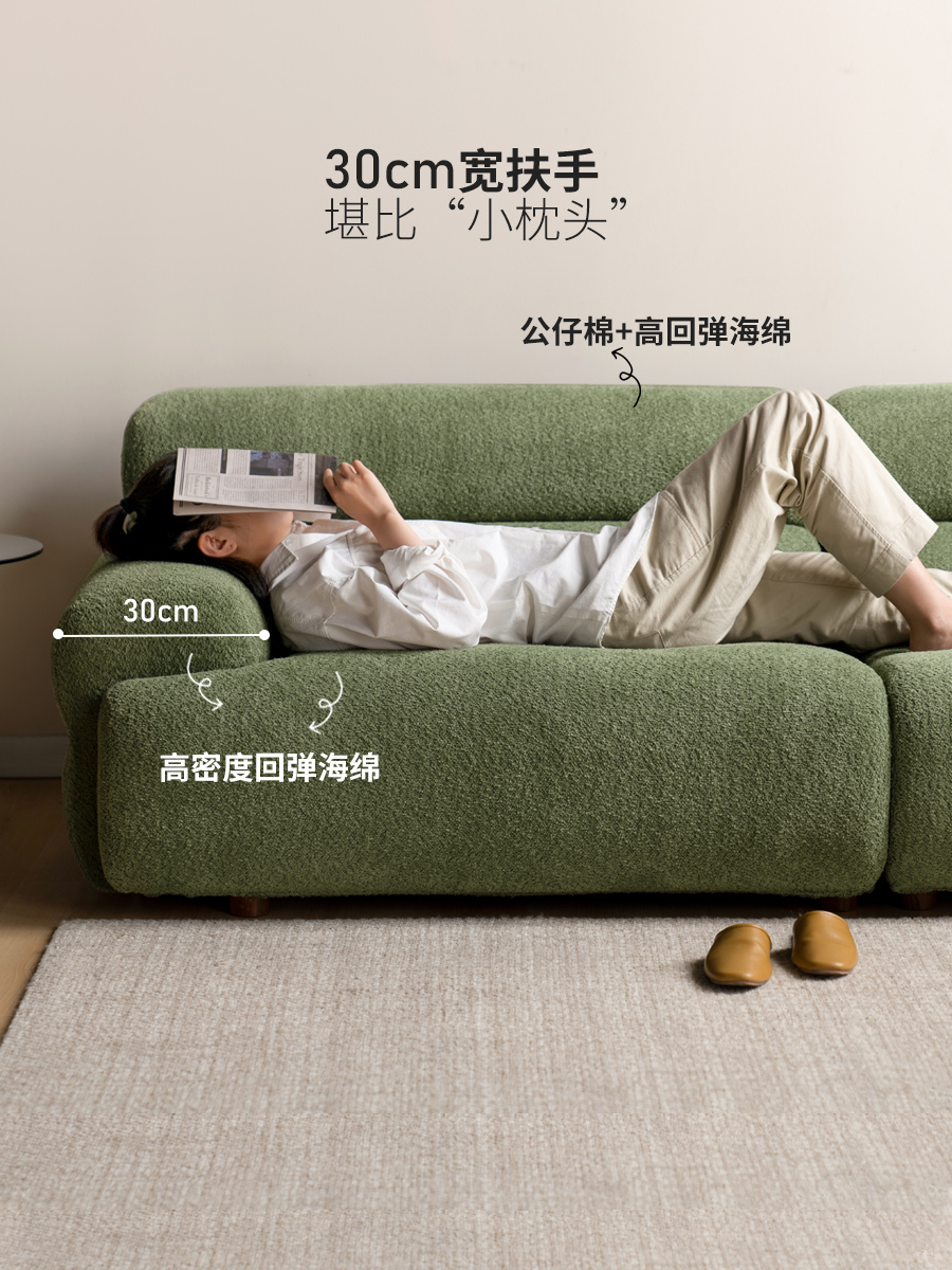 小淘家布艺沙发客厅复古直排沙发客厅小户型三人位模块布沙发