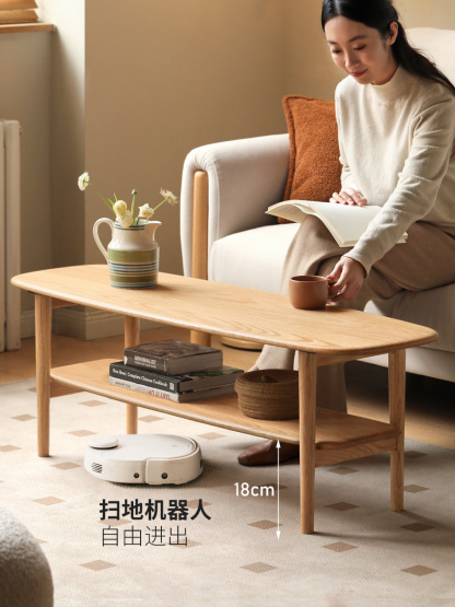 小淘家实木茶几客厅家用橡木茶桌小户型日式咖啡桌简约超窄茶台