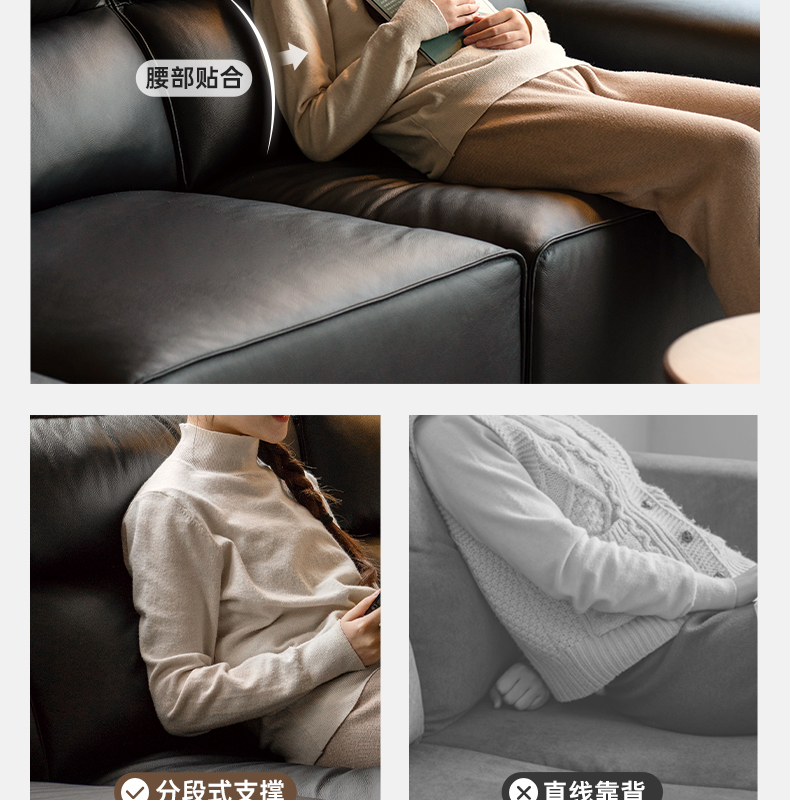 小淘家大黑牛真皮沙发意式极简客厅头层牛皮黑色高靠背皮沙发