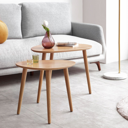 小淘家实木小茶几简约橡木沙发边桌家用角几北欧客厅圆桌小边几