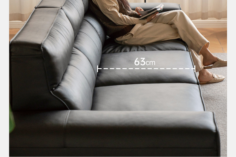 小淘家大黑牛真皮沙发意式极简客厅头层牛皮黑色高靠背皮沙发