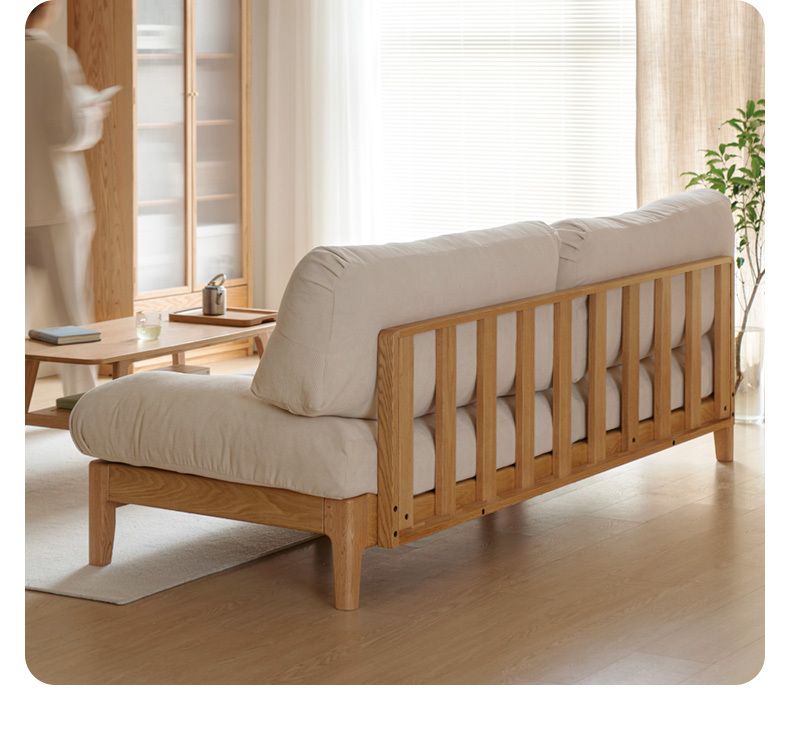 小淘家实木沙发现代简约橡木客厅羽绒沙发小户型白色云朵沙发