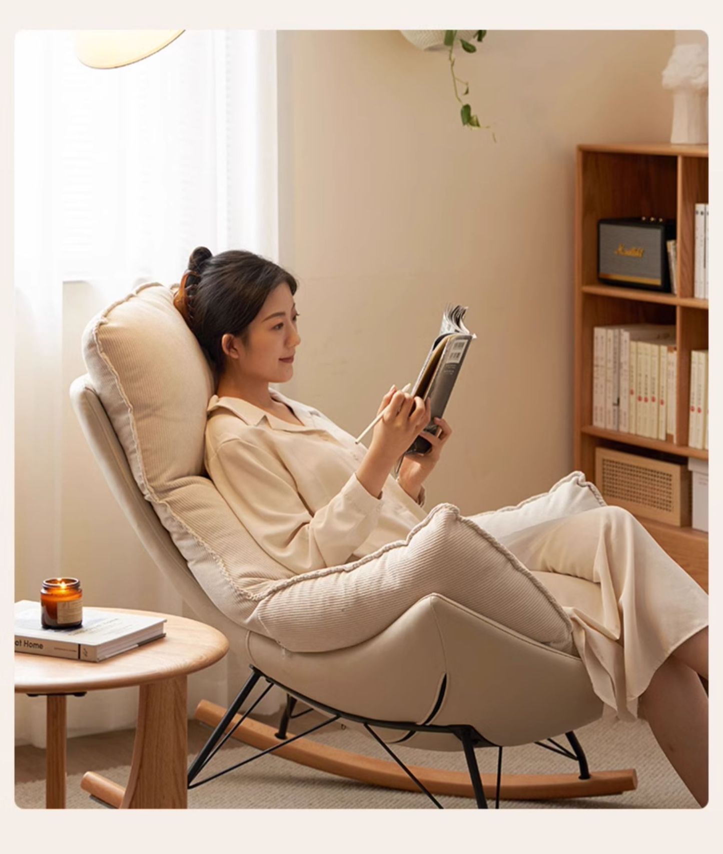 小淘家布艺蛋壳椅单人沙发椅摇椅大人躺椅懒人沙发阳台家用休闲