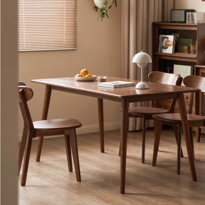 实木餐桌简约家用饭桌北欧橡木餐桌椅餐厅胡桃色吃饭桌子1.2米 一桌四椅(椅子H00S12)Y8253