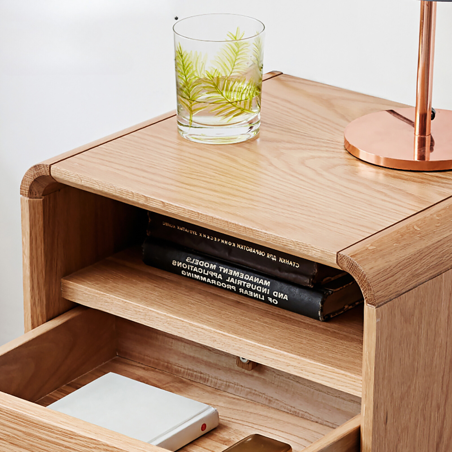 小淘家全实木床头柜现代简约橡木床边收纳柜北欧卧室原木小柜子