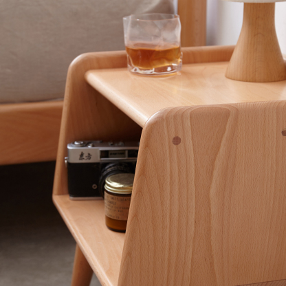 小淘家全实木床头柜现代简约欧洲榉木床边柜北欧卧室原木收纳柜