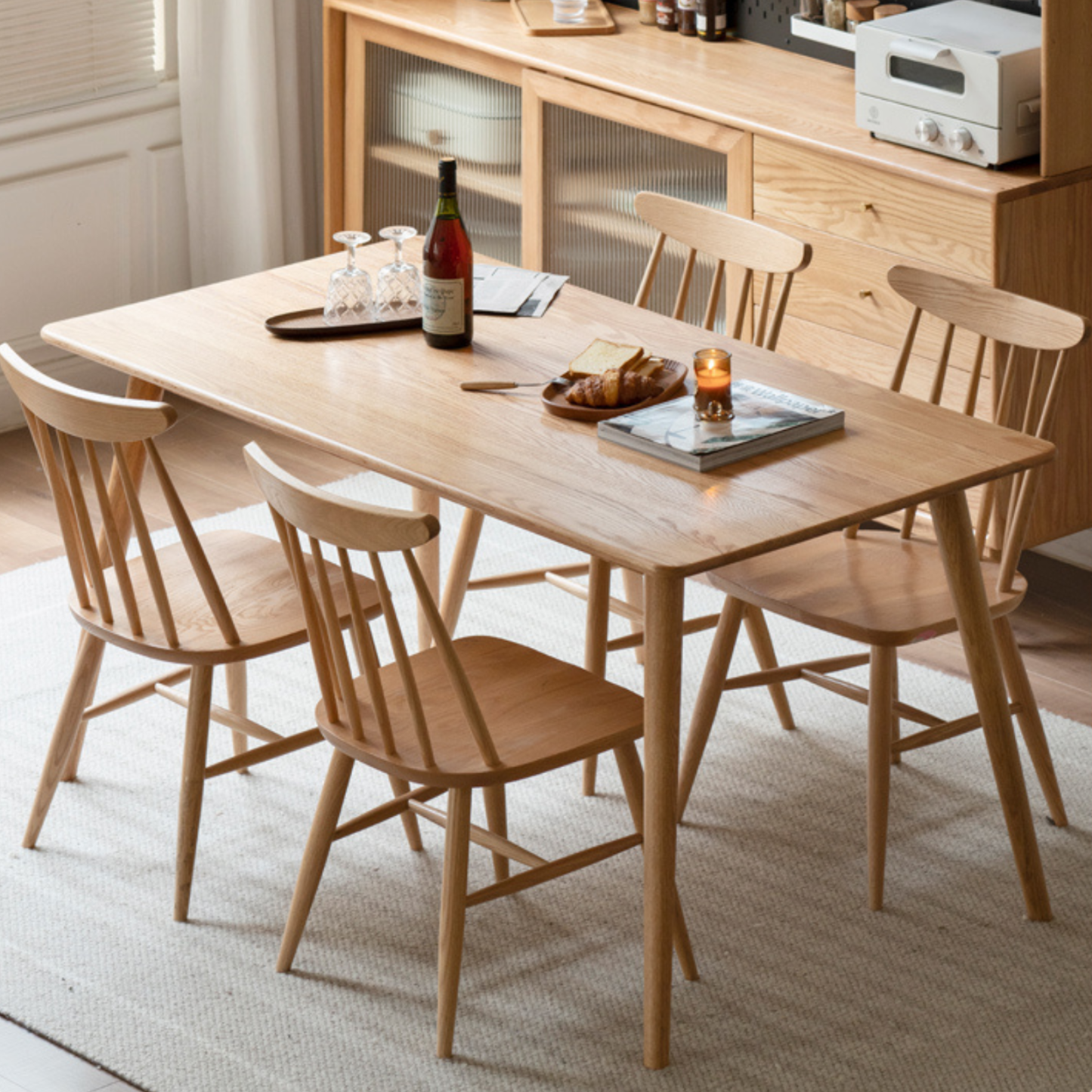 小淘家实木餐桌现代简约饭桌小户型橡木桌椅热销餐厅家具办公桌