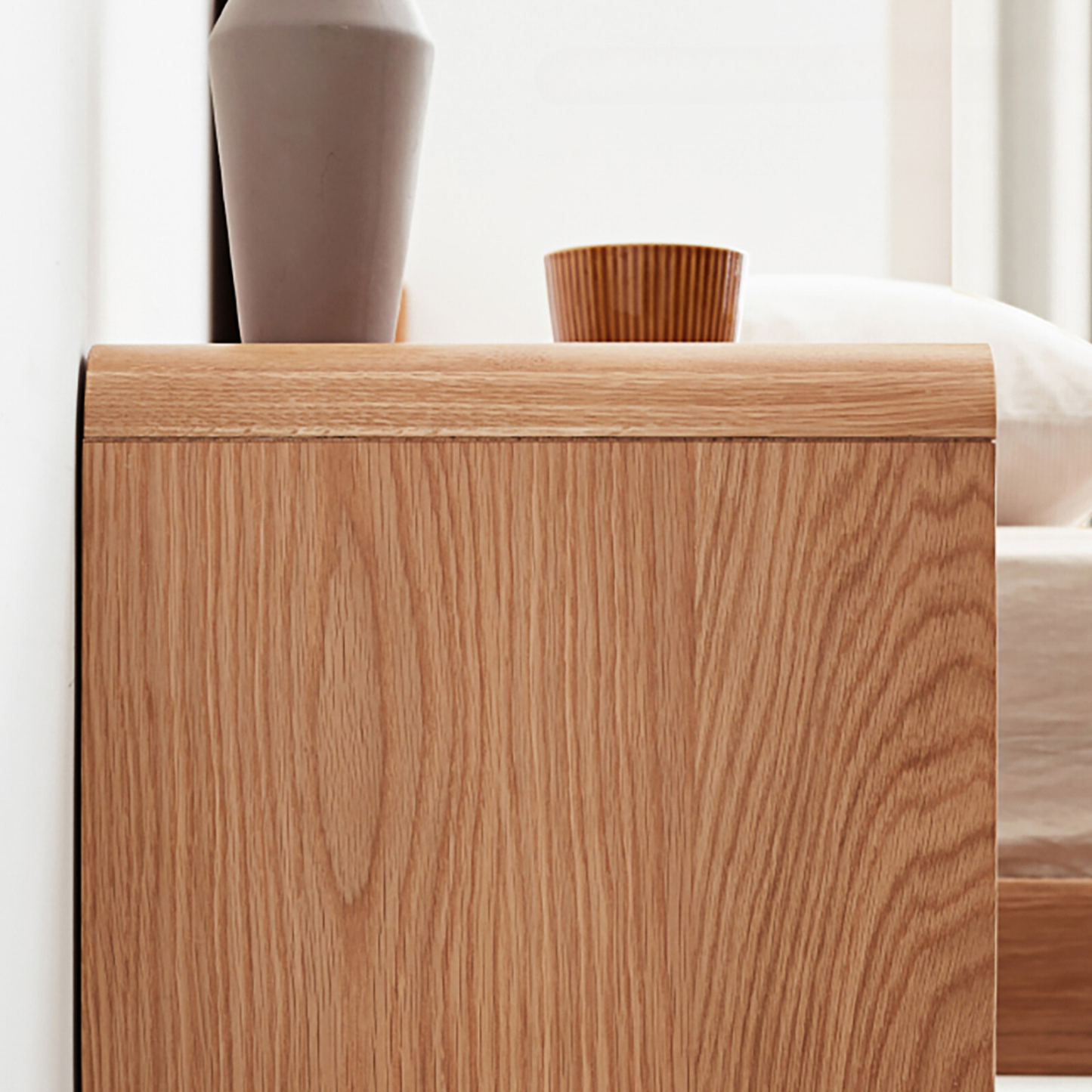 小淘家全实木床头柜现代简约橡木床边收纳柜北欧卧室原木小柜子