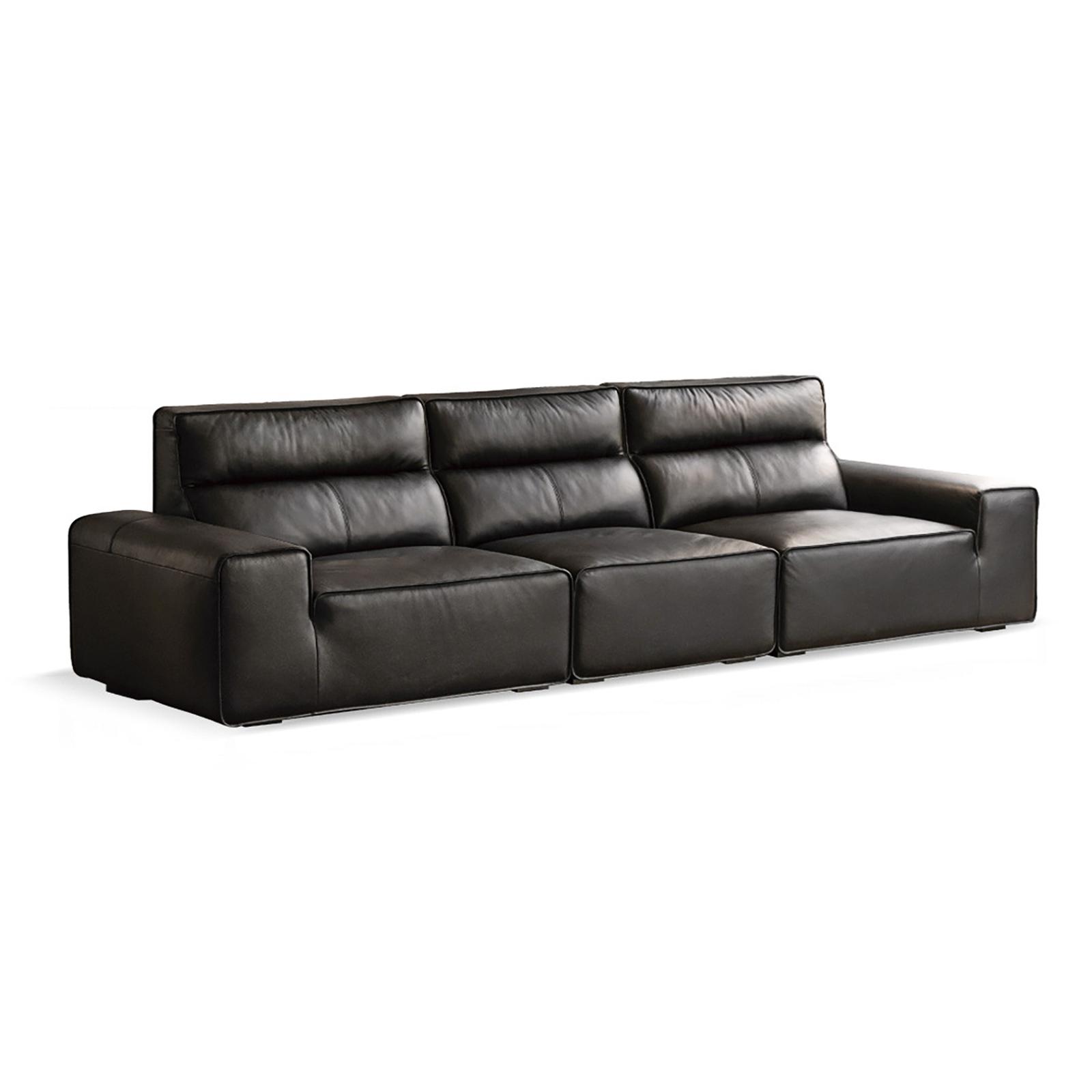 小淘家大黑牛真皮沙发意式极简客厅头层牛皮黑色高靠背皮沙发