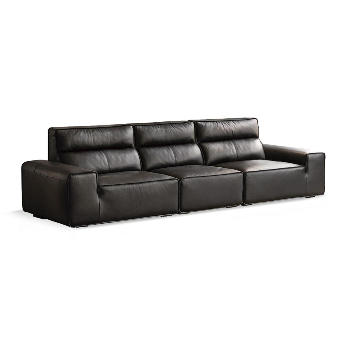 小淘家大黑牛真皮沙发意式极简客厅头层牛皮黑色高靠背皮沙发