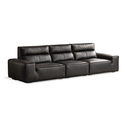 小淘家大黑牛真皮沙发意式极简客厅头层牛皮黑色高靠背皮沙发