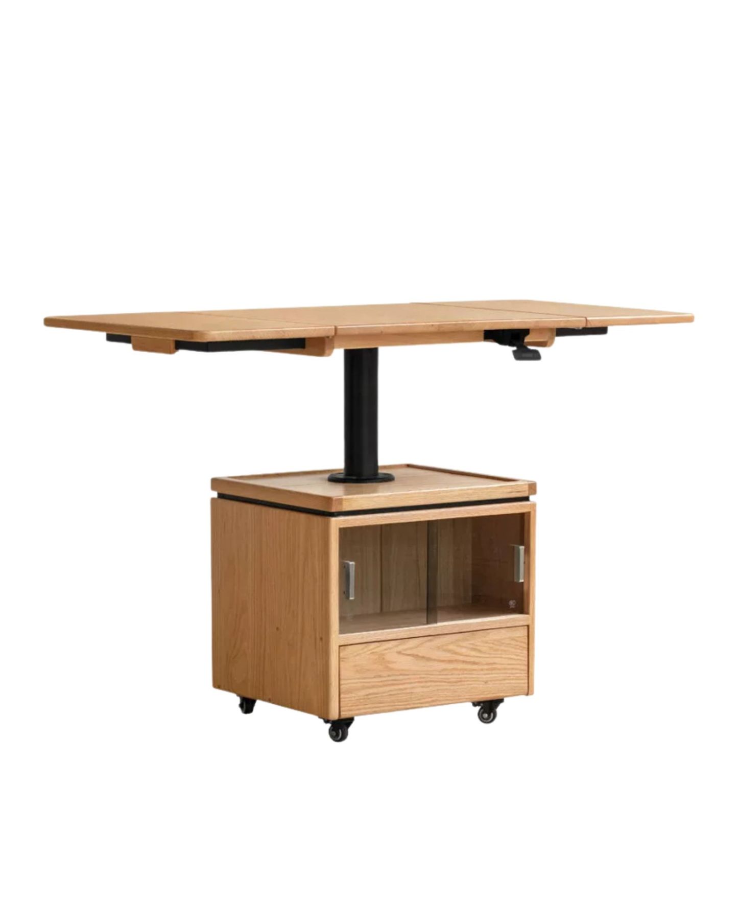 小淘家实木茶几现代简约升降茶桌客厅橡木折叠方几家用移动茶桌