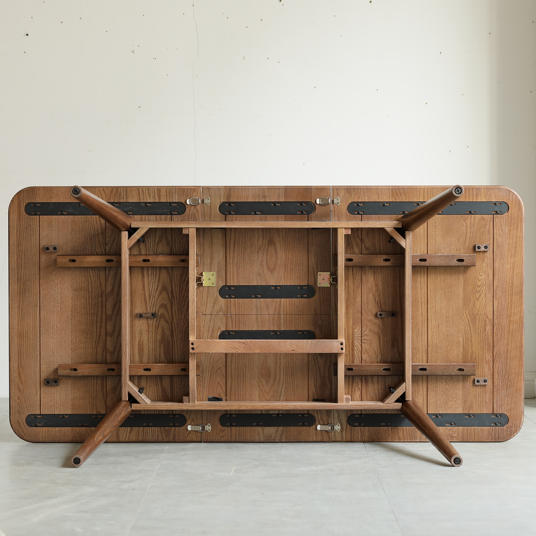 小淘家实木伸缩餐桌现代简约橡木饭桌原木餐桌椅北欧餐厅折叠桌