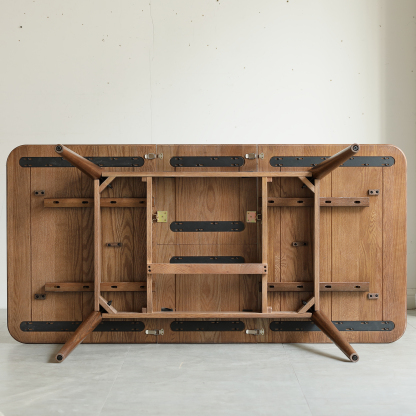 小淘家实木伸缩餐桌现代简约橡木饭桌原木餐桌椅北欧餐厅折叠桌