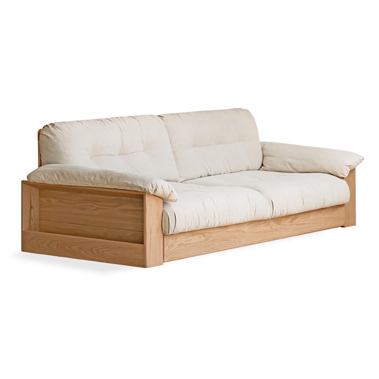 小淘家全实木沙发现代简约小户型落地储物沙发客厅橡木直排沙发