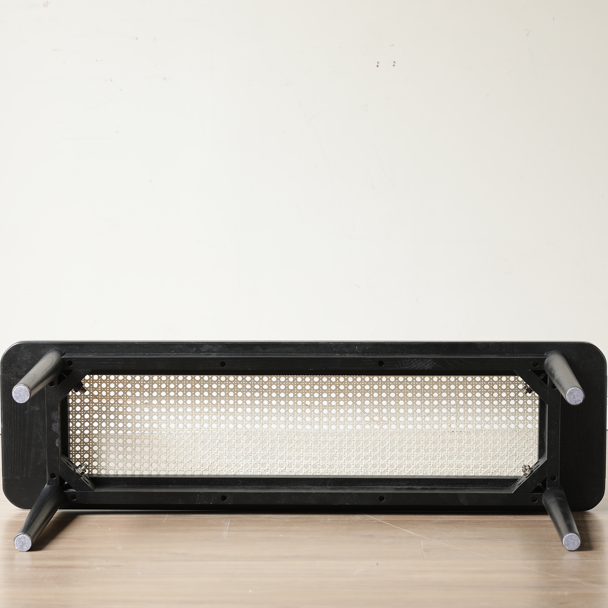 小淘家实木长条凳家用餐桌长凳黑色藤编餐凳床尾凳卧室餐厅条凳