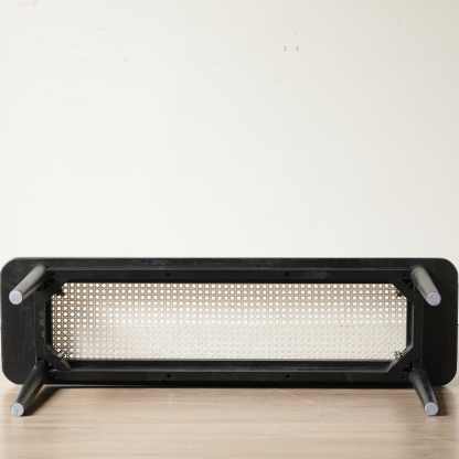 小淘家实木长条凳家用餐桌长凳黑色藤编餐凳床尾凳卧室餐厅条凳