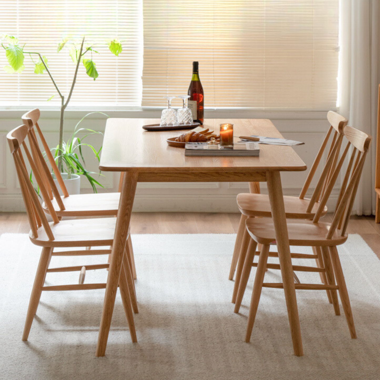 小淘家实木餐桌现代简约饭桌小户型橡木桌椅热销餐厅家具办公桌